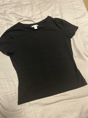 Joe Fresh Black Ribbed Short-Sleeve Tee